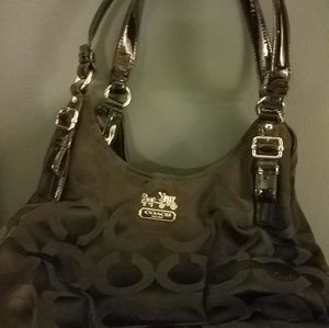 Coach Black Signature Bag with Matching Mini